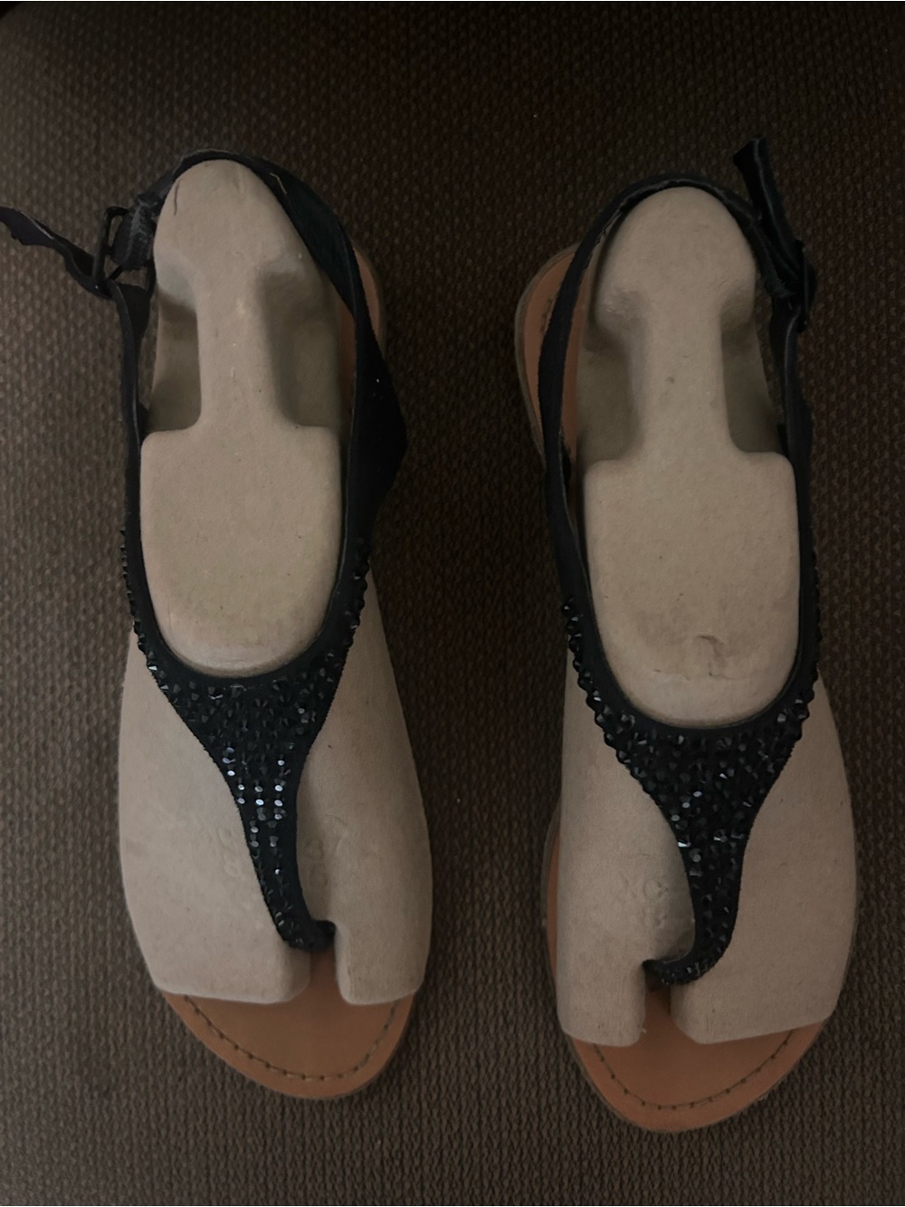 Zigi Soho Black Beaded T-Strap Sandals